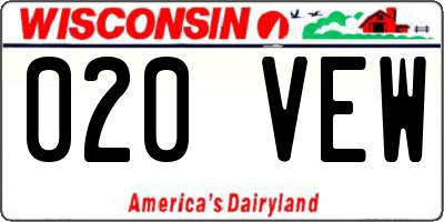 WI license plate 020VEW