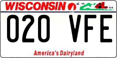 WI license plate 020VFE