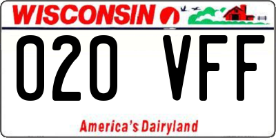 WI license plate 020VFF