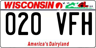 WI license plate 020VFH