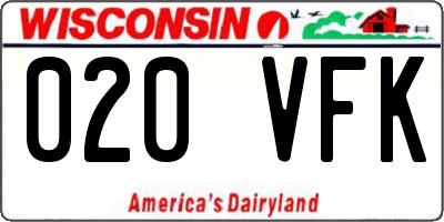 WI license plate 020VFK