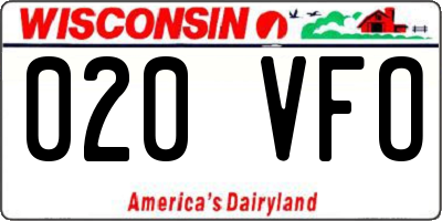 WI license plate 020VFO
