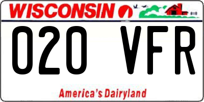 WI license plate 020VFR