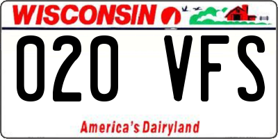WI license plate 020VFS