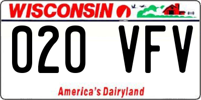 WI license plate 020VFV