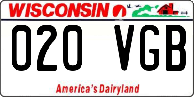 WI license plate 020VGB