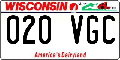 WI license plate 020VGC