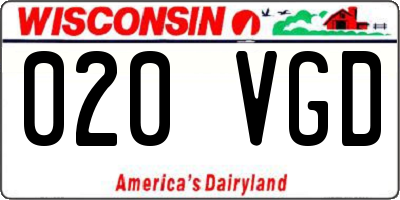 WI license plate 020VGD