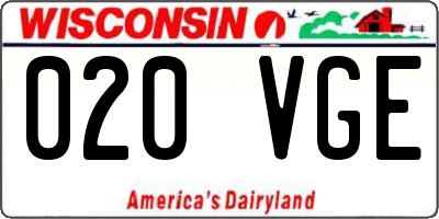 WI license plate 020VGE