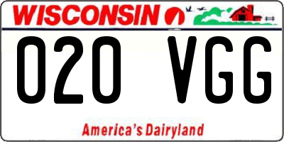 WI license plate 020VGG
