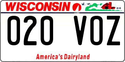 WI license plate 020VOZ