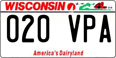 WI license plate 020VPA