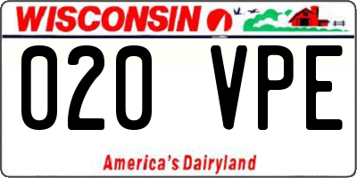 WI license plate 020VPE