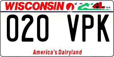 WI license plate 020VPK