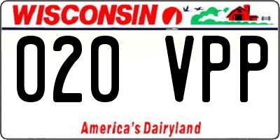 WI license plate 020VPP