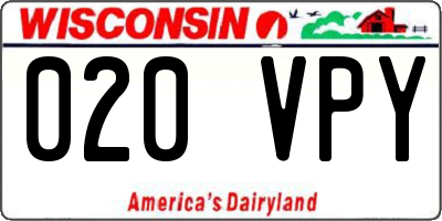 WI license plate 020VPY