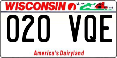 WI license plate 020VQE