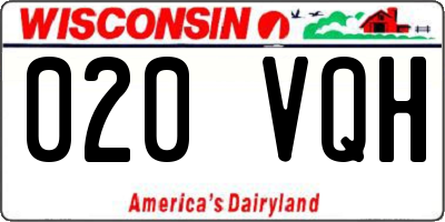 WI license plate 020VQH