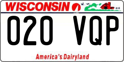WI license plate 020VQP