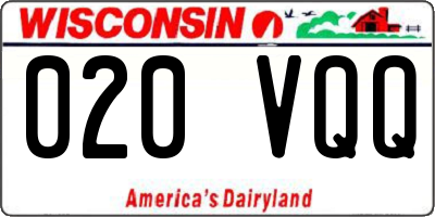 WI license plate 020VQQ