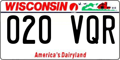 WI license plate 020VQR