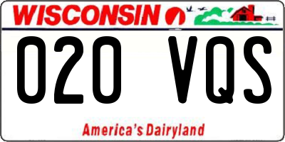 WI license plate 020VQS