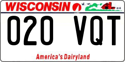 WI license plate 020VQT