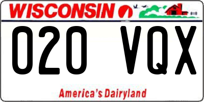 WI license plate 020VQX