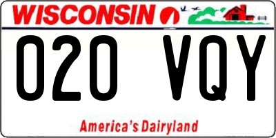 WI license plate 020VQY