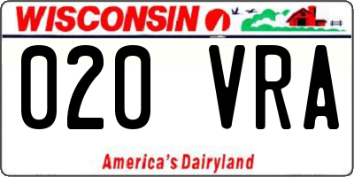 WI license plate 020VRA