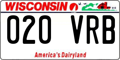 WI license plate 020VRB