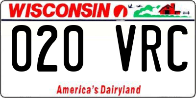 WI license plate 020VRC
