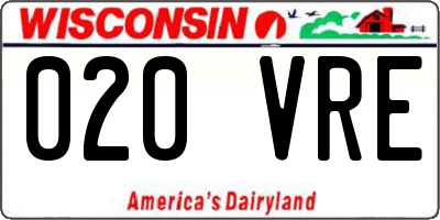 WI license plate 020VRE