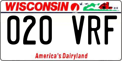 WI license plate 020VRF