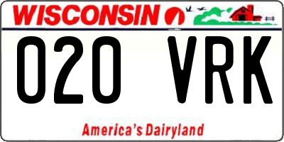 WI license plate 020VRK