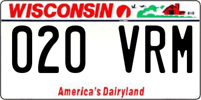 WI license plate 020VRM