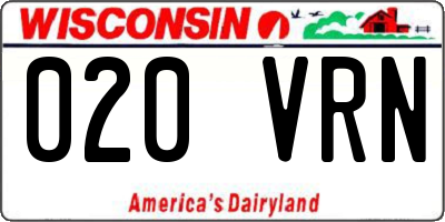 WI license plate 020VRN