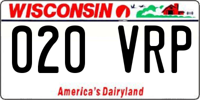 WI license plate 020VRP