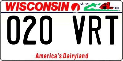 WI license plate 020VRT