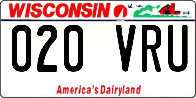 WI license plate 020VRU