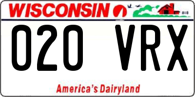 WI license plate 020VRX