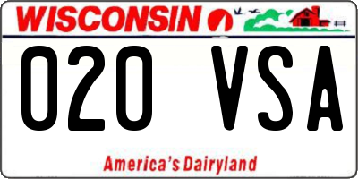 WI license plate 020VSA