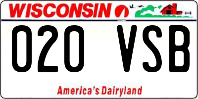 WI license plate 020VSB