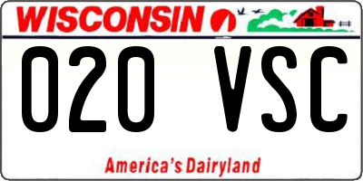 WI license plate 020VSC
