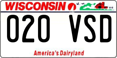 WI license plate 020VSD