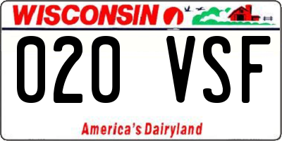 WI license plate 020VSF