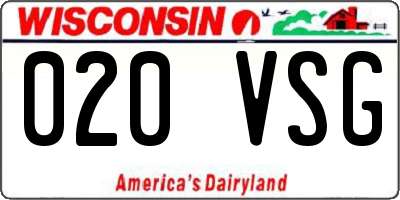 WI license plate 020VSG