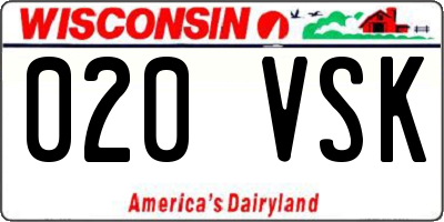 WI license plate 020VSK
