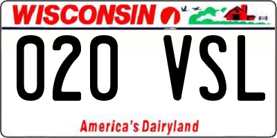 WI license plate 020VSL