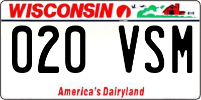 WI license plate 020VSM